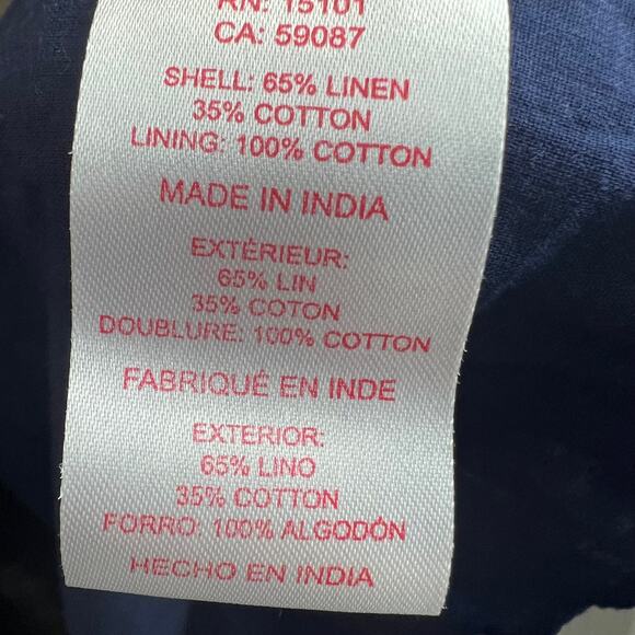 Red Carter Phoebe Mini Dress Linen Cotton Embroidered Navy Cold Shoulder Sz S - Picture 9 of 10